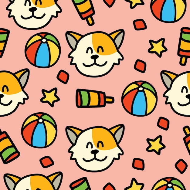 Premium Vector Cat Cartoon Doodle Seamless Pattern Design