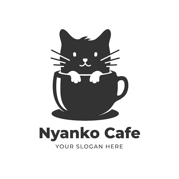 Download Cat in a coffee cup logo design | Premium Vector