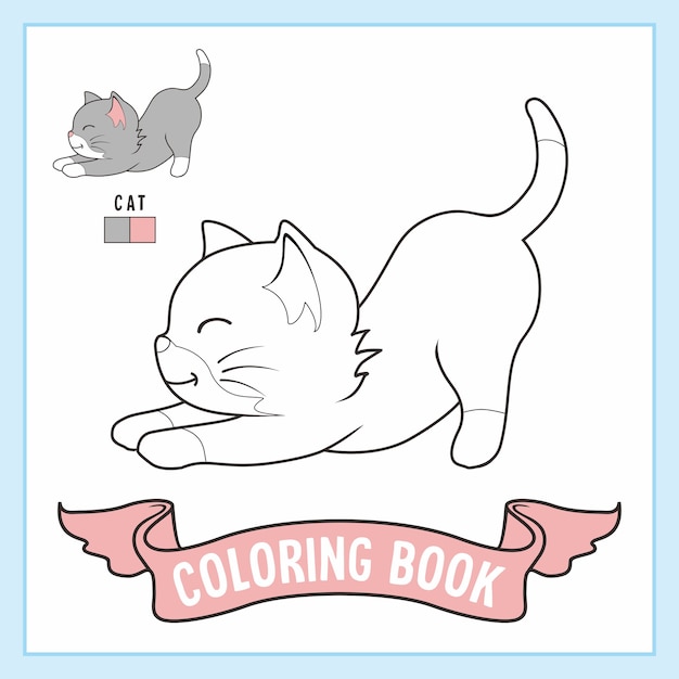 premium vector  cat coloring page illustration