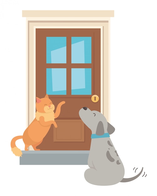 Cat and dog of cartoon Vector | Free Download