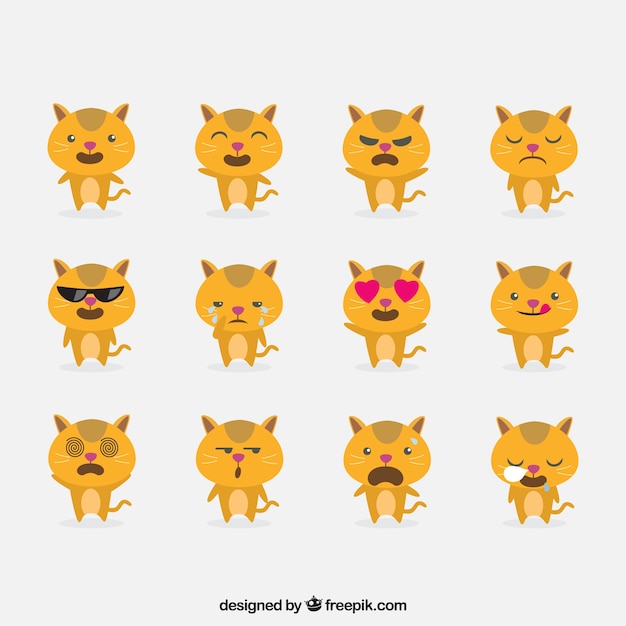 Cat emoticons with funny faces