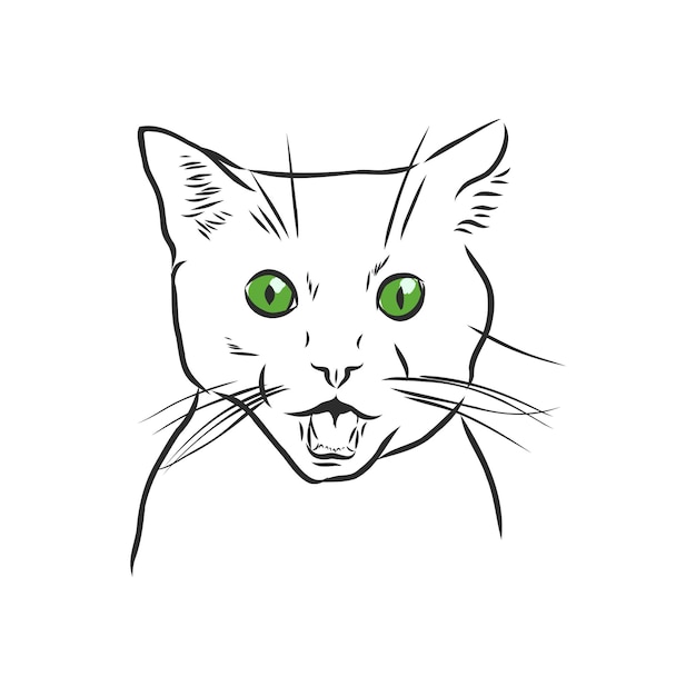 Premium Vector | Cat funny portrait. hand drawn illustration sketch