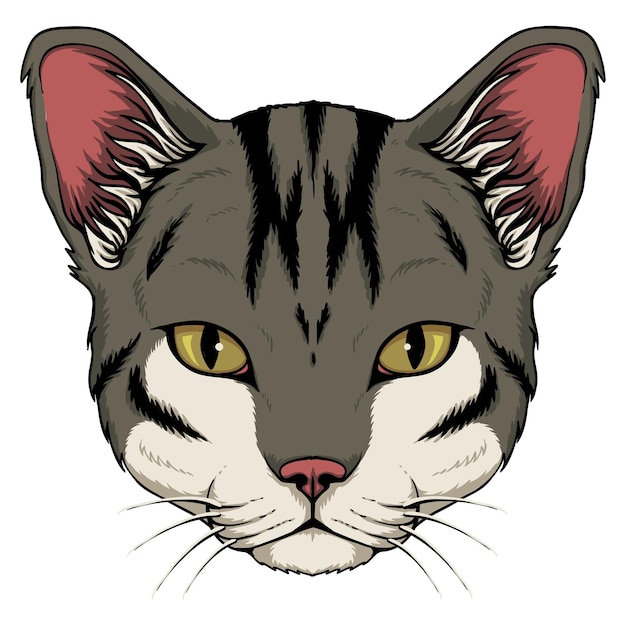 Premium Vector | Cat head cartoon illustration on white background