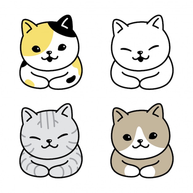 Download Cat icon kitten calico cartoon | Premium Vector