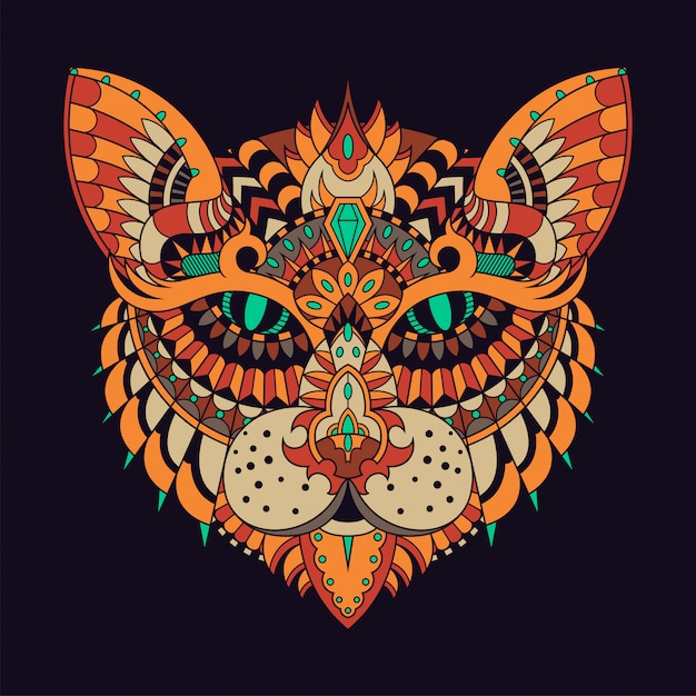 Download Premium Vector | Cat illustration, mandala zentangle