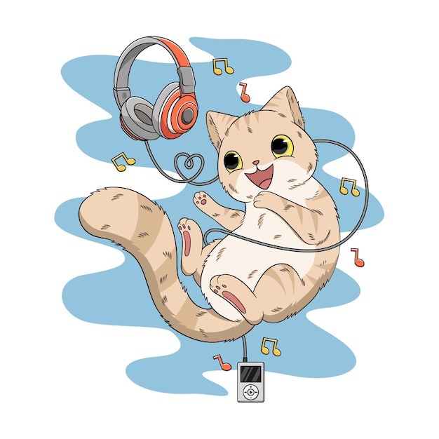 猫愛の音楽イラスト プレミアムベクター
