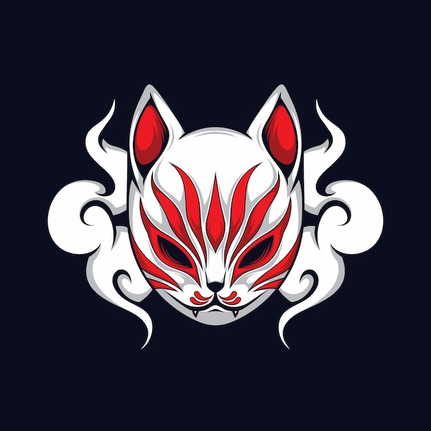 Premium Vector | Cat mask japanese illustration vector