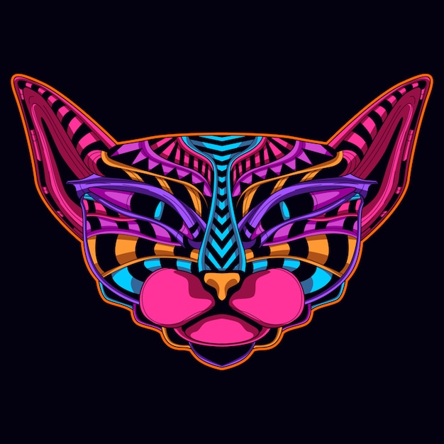 Download Cat in neon color art style | Premium Vector