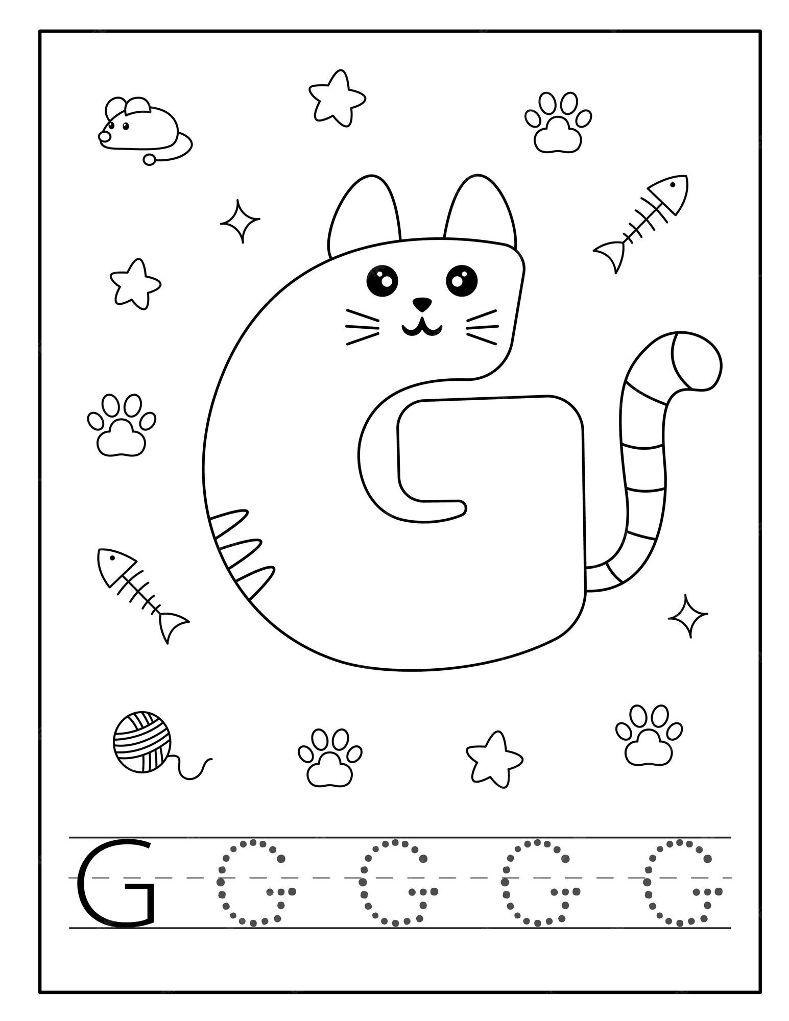 Premium Vector | Cat style alphabet coloring page for toddlers