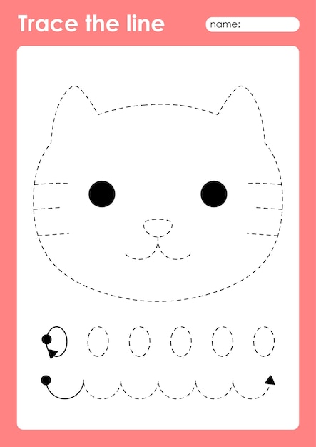 Premium Vector | Cat - tracing lines preschool worksheet for kids for ...