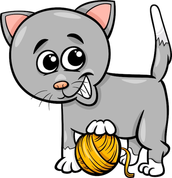 Premium Vector | Cat with yarn cartoon illustration