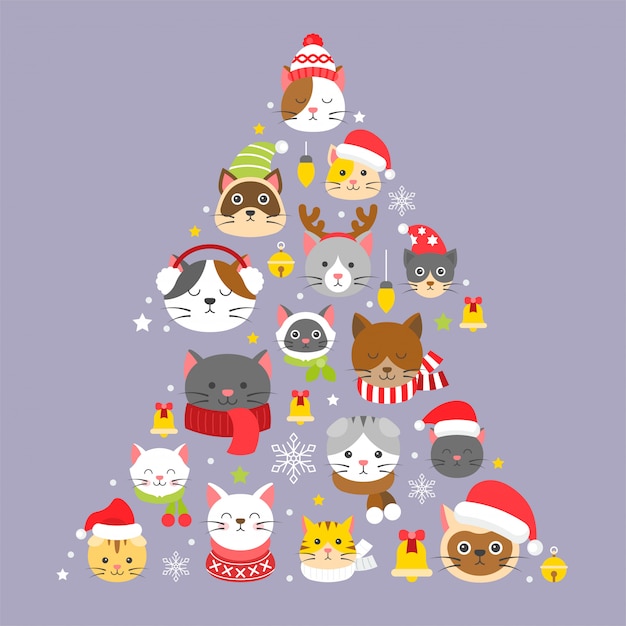 Premium Vector | Cat xmas pattern and background