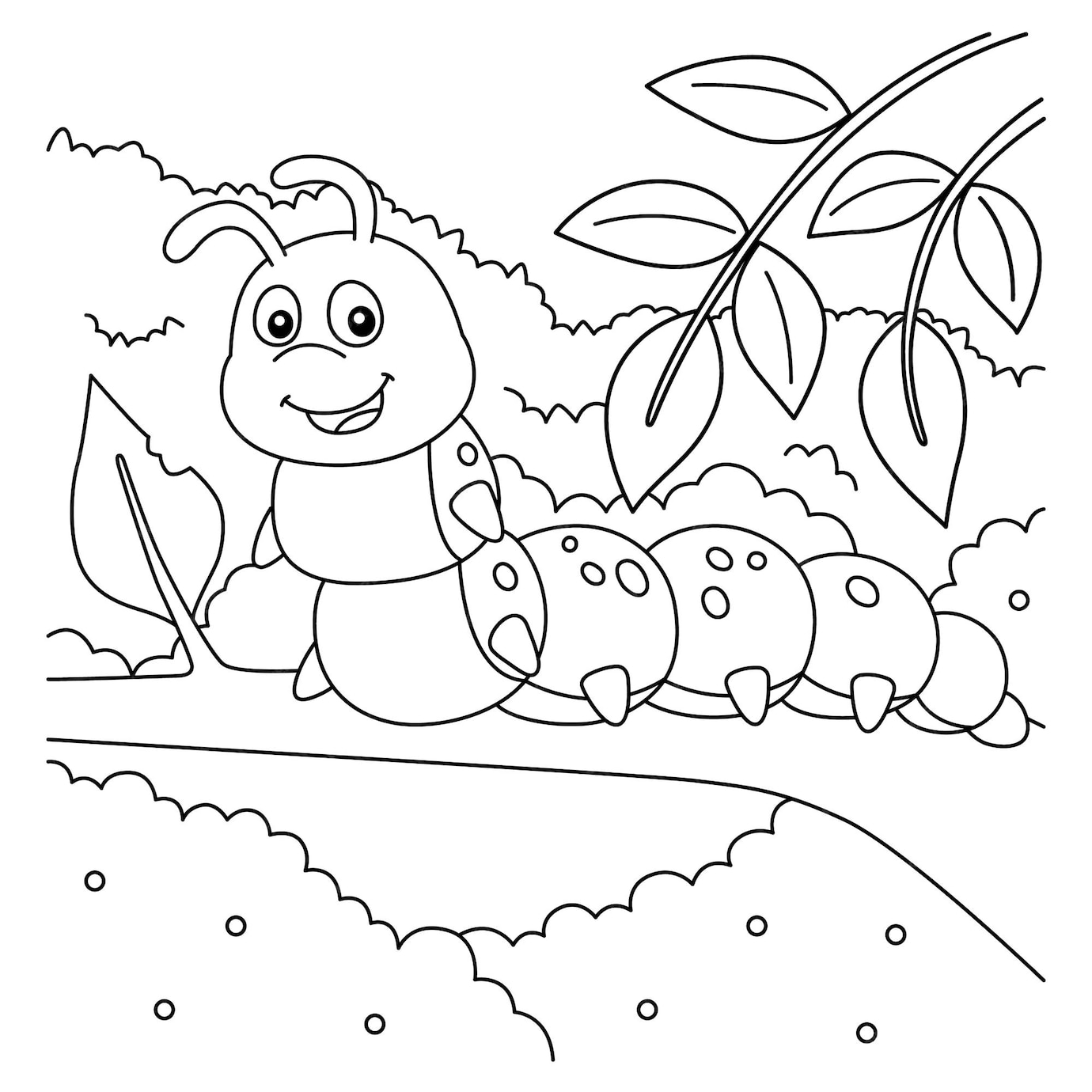 Premium Vector | Caterpillar coloring page for kids