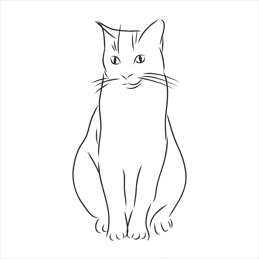 Premium Vector Cats, black lines. linear design. cats, vector