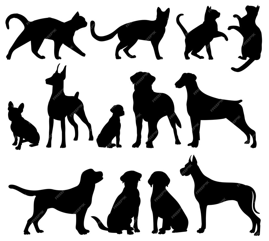 Premium Vector | Cats dogs silhouette set on white background vector