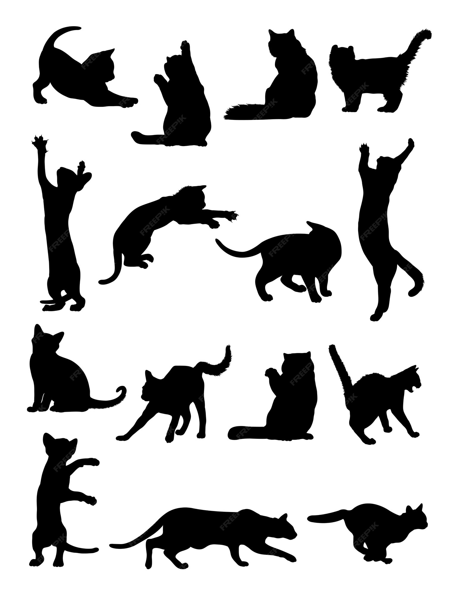 Premium Vector | Cats gesture silhouette