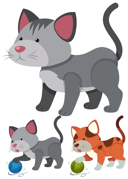 Premium Vector Cats Playing With Yarns