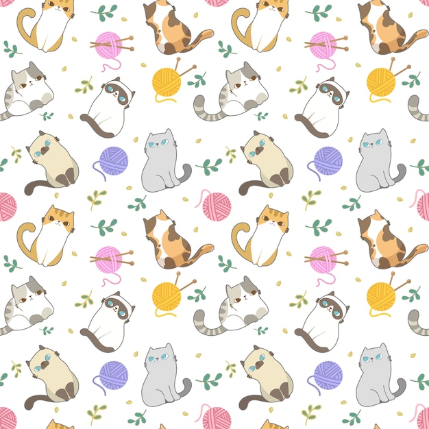 Premium Vector Cats seamless pattern.