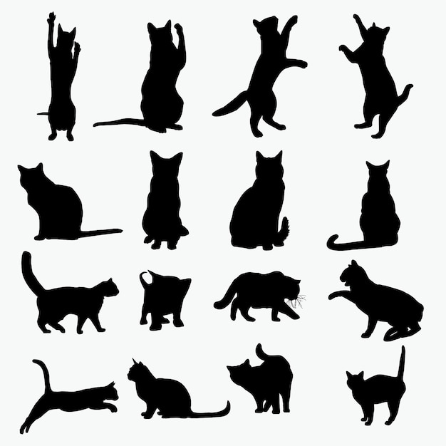 Download Cats silhouettes Vector | Premium Download