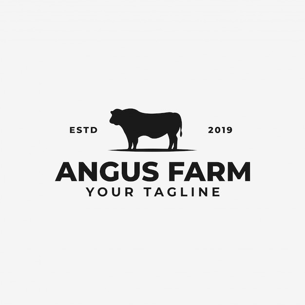 Premium Vector | Cattle angus farm or cow ranch, beef logo template