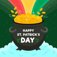 Free Vector Cauldron With Coins And Rainbow St Patrick s Day