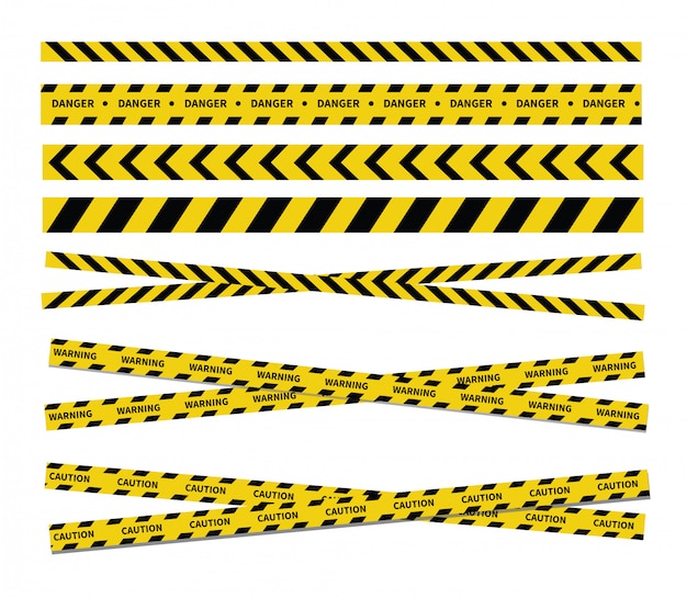 注意と危険のテープ 警告テープ黒と黄色の縞模様 プレミアムベクター