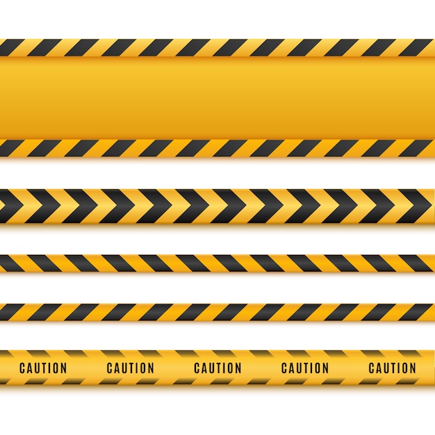 Caution lines isolated. warning tapes. | Premium Vector