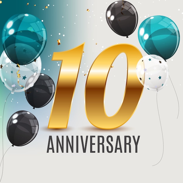 Premium Vector | Celebrating 10 anniversary emblem template design with ...