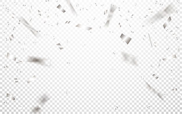 Premium Vector | Celebration background template with silver confetti.