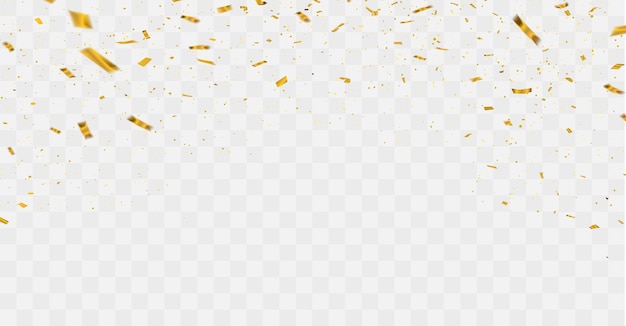お祝いの紙吹雪と金のリボン プレミアムベクター