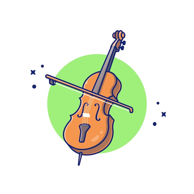 チェロヴァイオリン漫画アイコンイラスト 音楽楽器アイコンコンセプト分離プレミアム フラット漫画スタイル プレミアムベクター