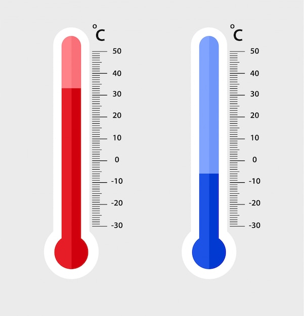 Celsius Meteorology Thermometers Measuring Heat And Cold Illustration Premium Vector