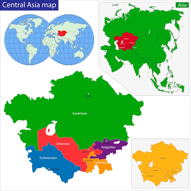 Premium Vector Central Asia Map