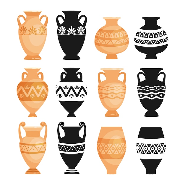 Premium Vector | Ceramic ancient pottery objects