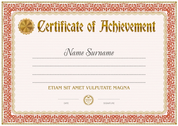 Premium Vector | Certificate of achievement blank template