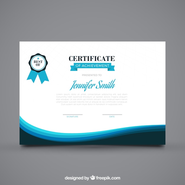 Free Vector | Certificate of achievement with blue elements