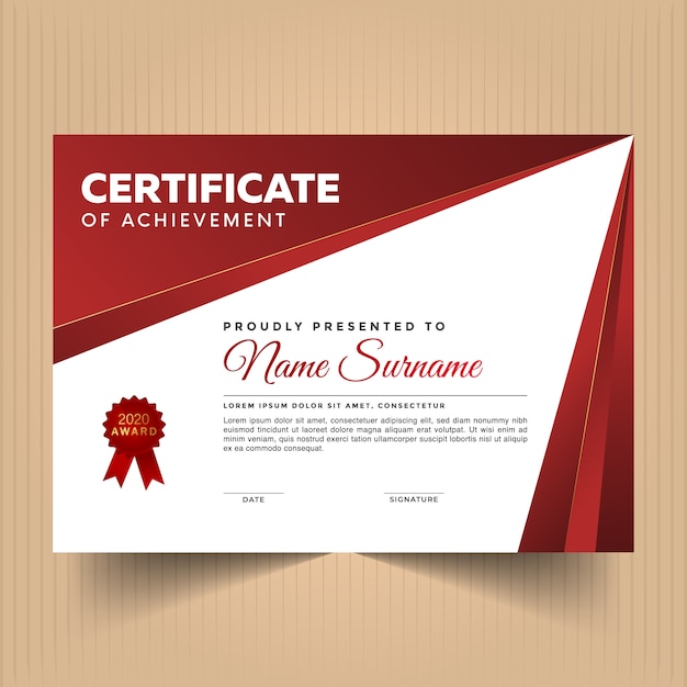 Premium Vector | Certificate of appreciation design template with red ...