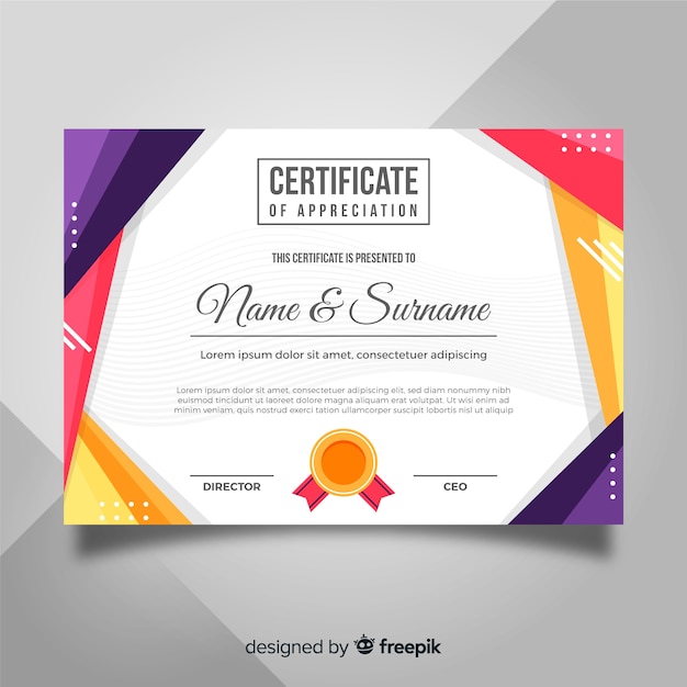 Certificate of appreciation Free Vector