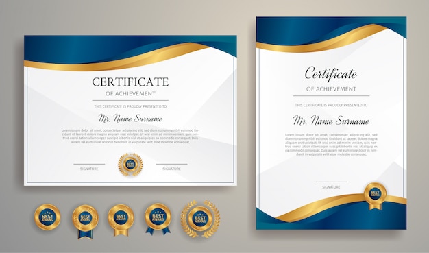 Download Certificate border template with luxury color and badges ...