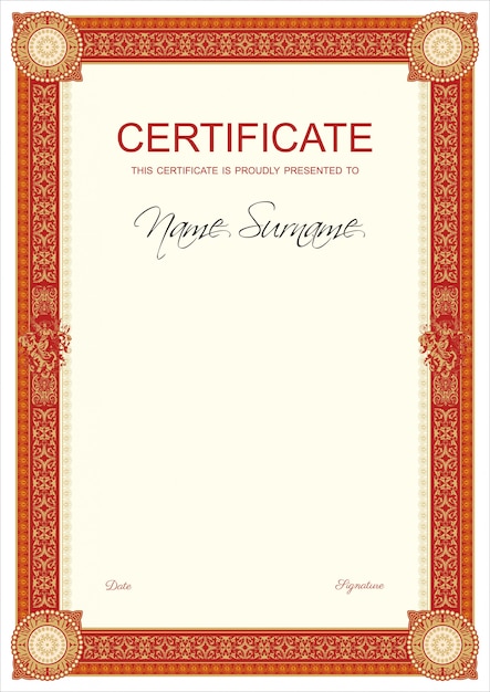 Certificate or diplom retro vintage template Premium Vector