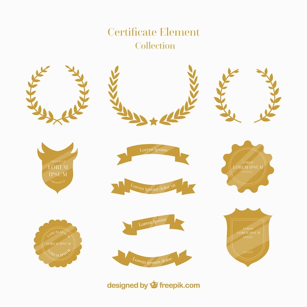 Download Certificate elements collection in flat style Vector ...