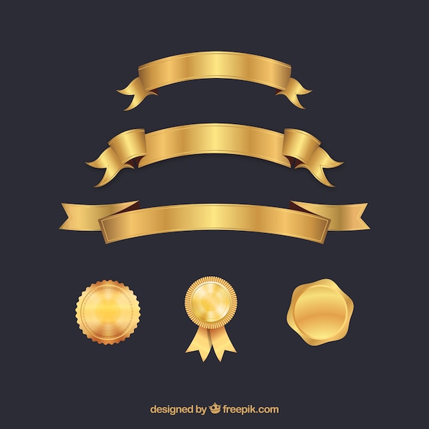 Certificate elements collection in golden color Free Vector Certificate elements collection in golden color Free Vector