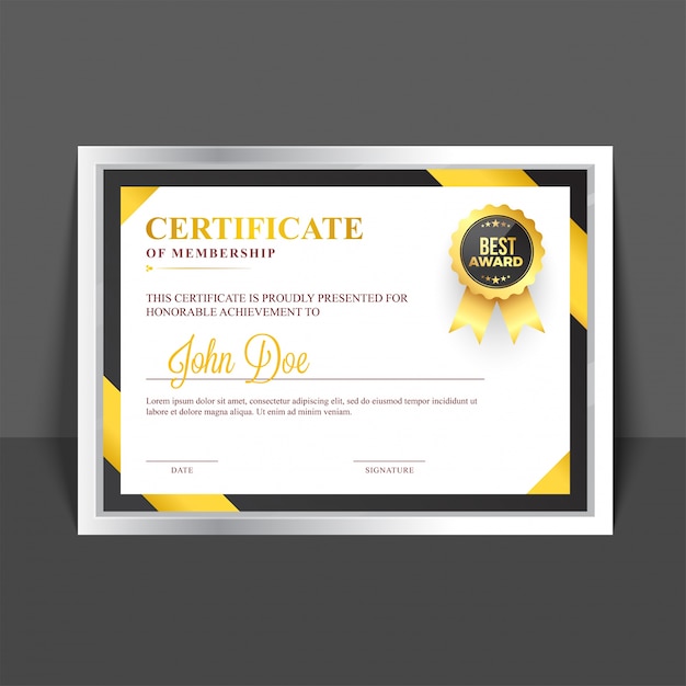 Download Premium Vector | Certificate of membership template with ...