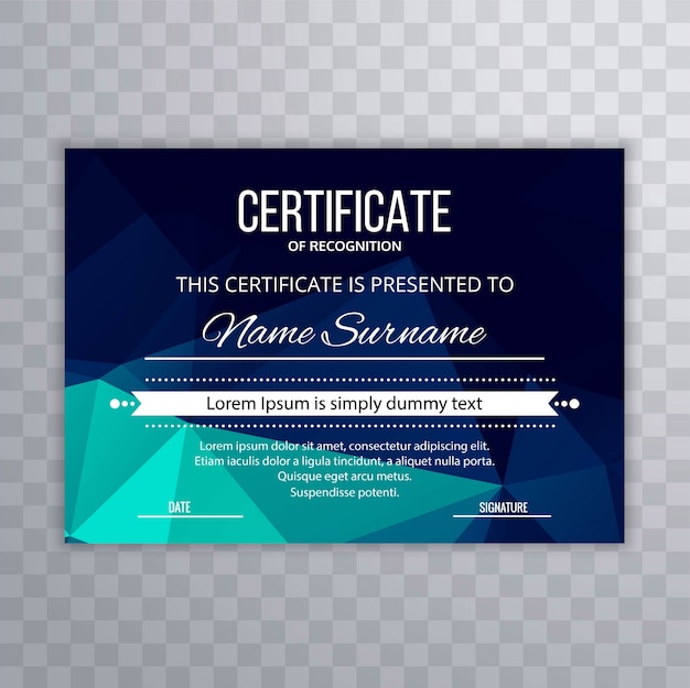 Certificate Premium Template Awards Diploma Colorful Polygon Design