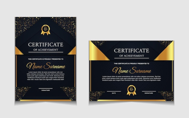 Premium Vector | Certificate template design with navy blue and luxury ...