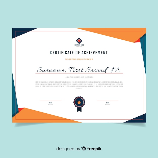 Certificate Template In Flat Design Free Vector