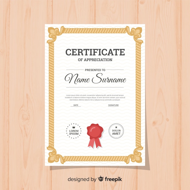 Certificate template in flat style | Free Vector