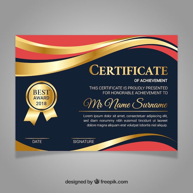 Download Free Vector Certificate Template In Golden Color