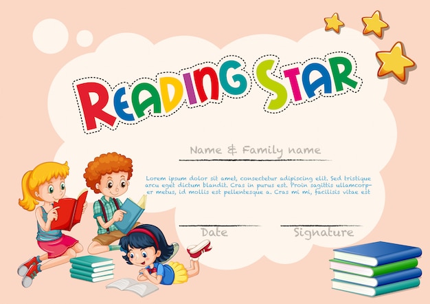 Certificate Template For Reading Star Free Vector Freepik - Bank2home.com