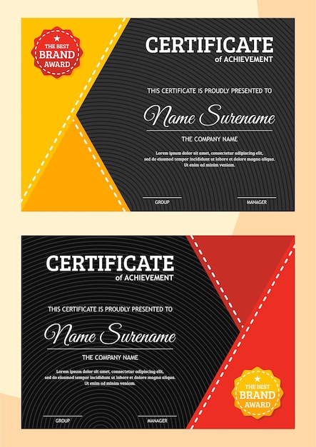 Download Free Certificate Template In Red And Yellow Premium Vector Use our free logo maker to create a logo and build your brand. Put your logo on business cards, promotional products, or your website for brand visibility.